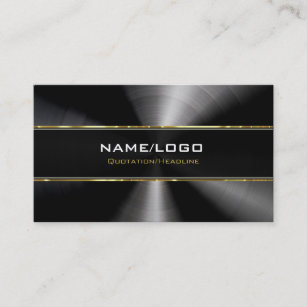 Black Stainless Steel & Gold Accents Template Business Card