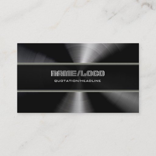 Customizable Black Stainless Steel & Gray Accents Template Business Cards