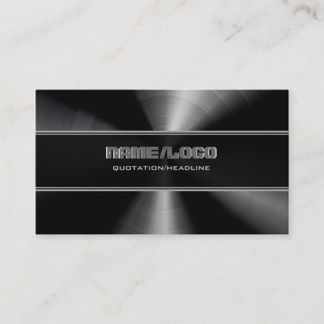 Black Stainless Steel & Gray Accents Template Business Card (Front)