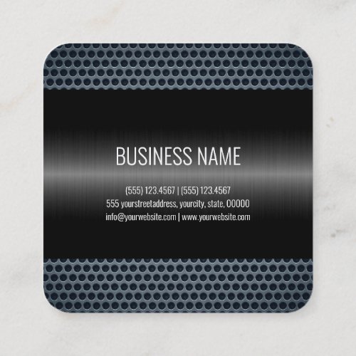 Black Stainless Steel Metal Look Square Business Card