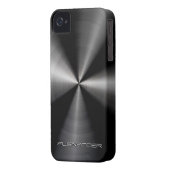 Black Stainless Steel Metal Pattern-Custom Text Case-Mate iPhone Case (Back Left)