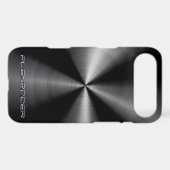 Black Stainless Steel Metal Pattern-Custom Text Case-Mate iPhone Case (Back (Horizontal))