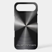 Black Stainless Steel Metal Pattern-Custom Text Case-Mate iPhone Case (Back)