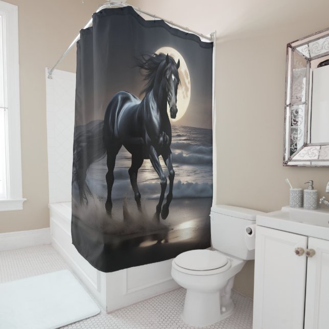 Black stalion shower curtain (In Situ)