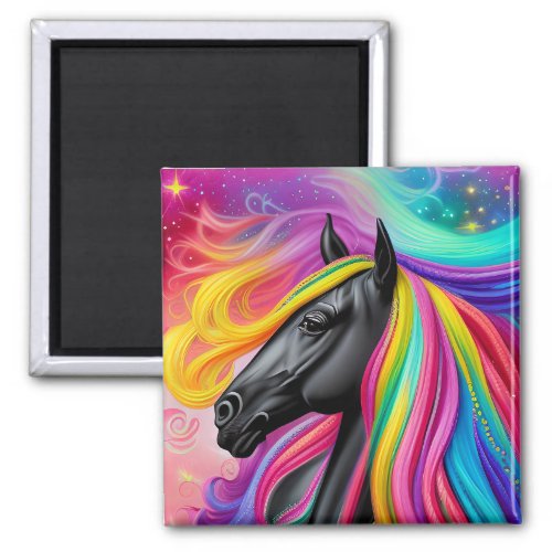 Black Stallion Colorful Mane Magnet