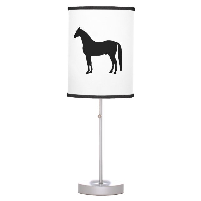 Black Stallion Elegant Horse Silhouette Drawing Table Lamp (Front)