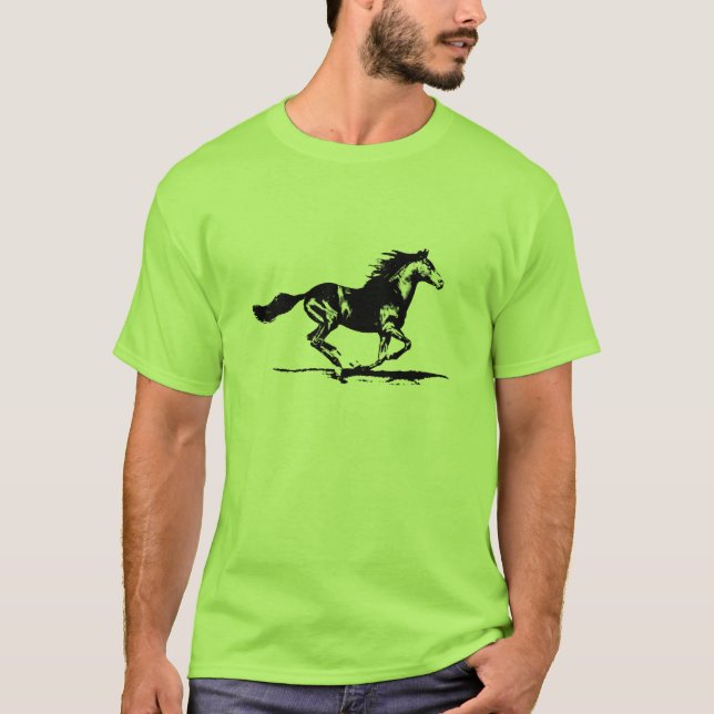 Black Stallion Horse Graphic T-Shirt (Front)
