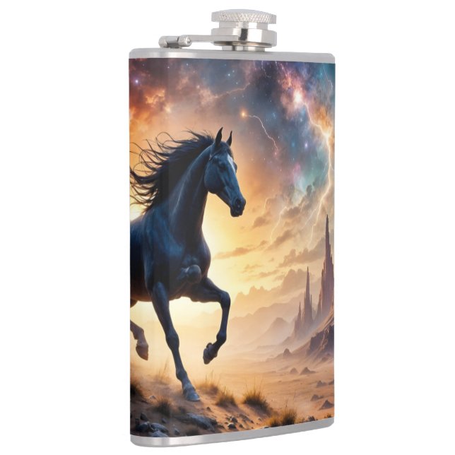 Black Stallion in Desert  Flask (Right)