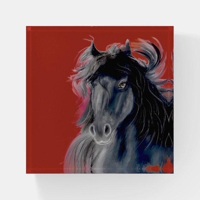 Black Stallion Paperweight (Front)