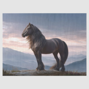 Black Stallion Wild Horse Mountain Top Decoupage Tissue Paper