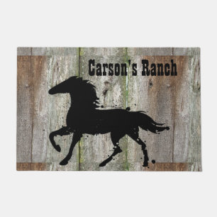 Black Stallion, Wild Horse Silhouette, Custom Doormat
