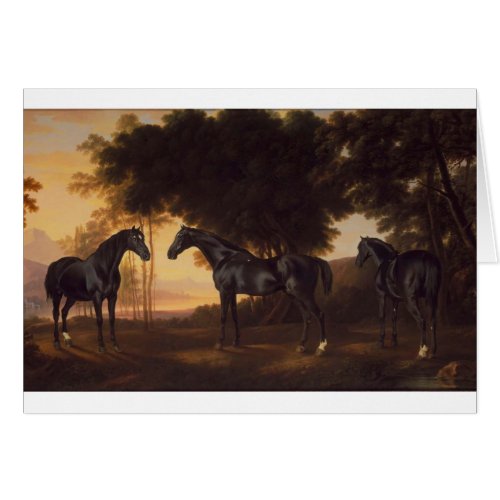 Black Stallions Vintage Painting by George Stubbs