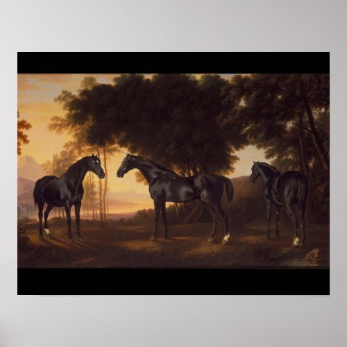Black Stallions Vintage Painting by George Stubbs Poster