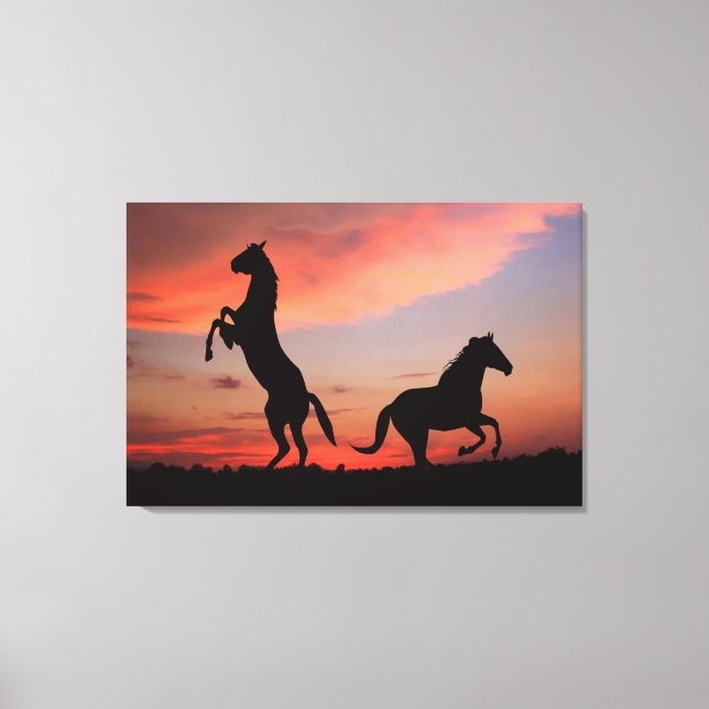 Black Stallone silhouette Canvas Print (Front)