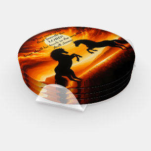 Black Stallone silhouette Coaster Set