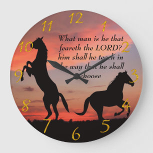 Black Stallone silhouette Large Clock