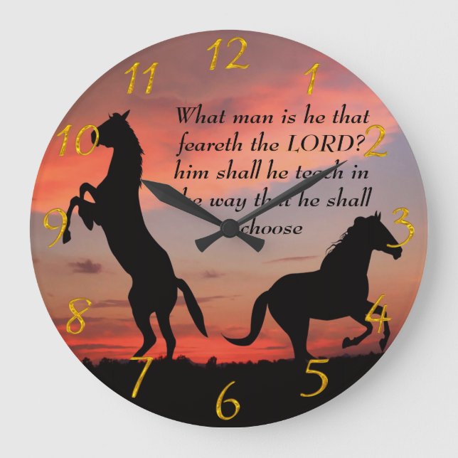 Black Stallone silhouette Large Clock (Front)