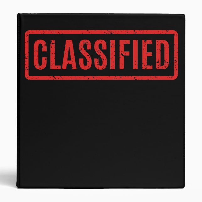 Black Stamped Classified 3 Ring Binder (Front)