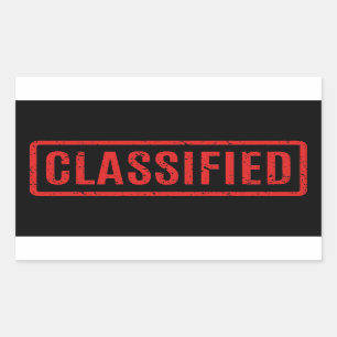 Black Stamped Classified Rectangular Sticker