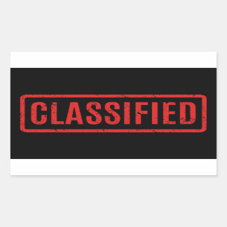 Black Stamped Classified Rectangular Sticker