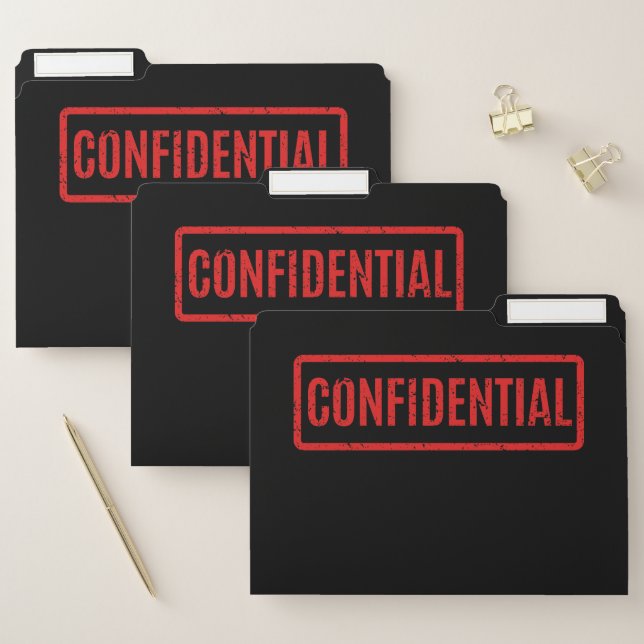 Black Stamped Confidential File Folder (Set)