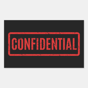 Black Stamped Confidential Rectangular Sticker