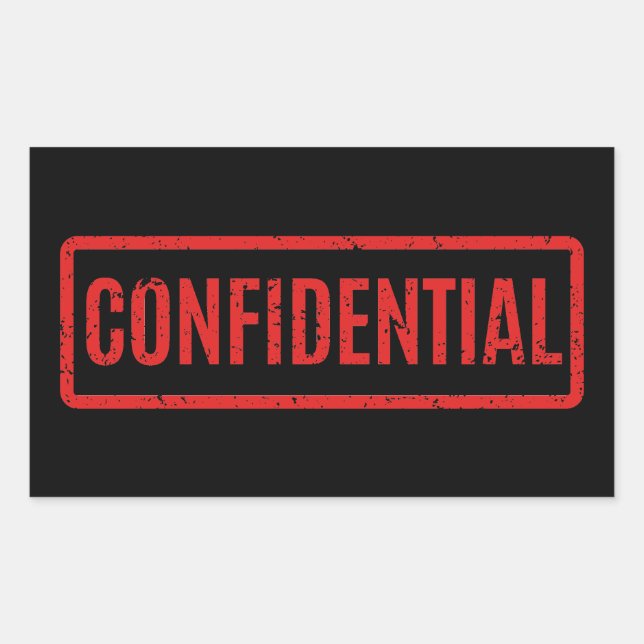 Black Stamped Confidential Rectangular Sticker (Front)