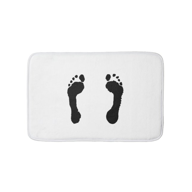 Black-Stamped Footprints (White) Bathroom Mat (Front)
