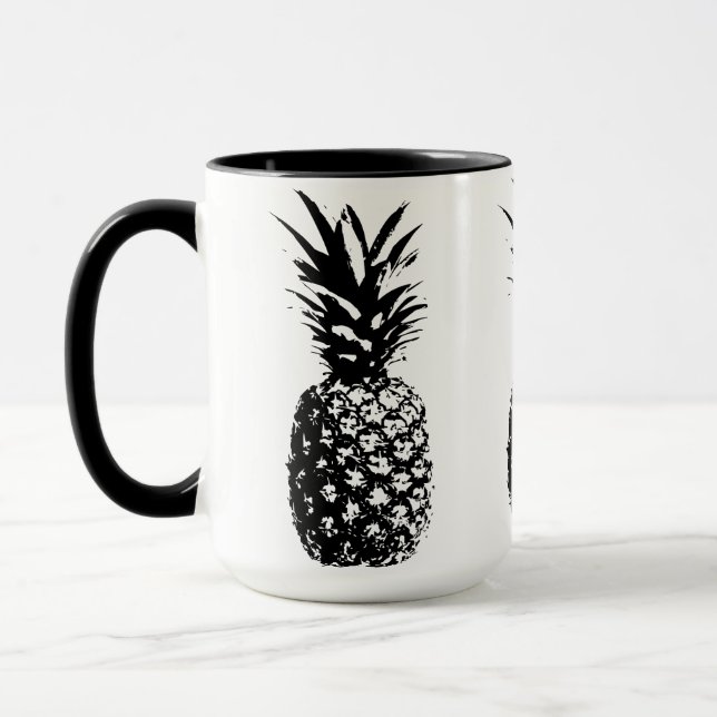 Black stamped pineapple mug (Left)