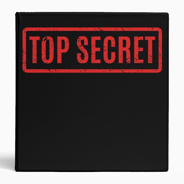Black Stamped Top Secret 3 Ring Binder (Front)