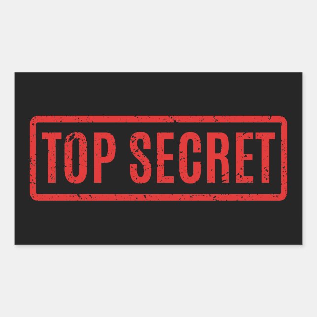 Black Stamped Top Secret Rectangular Sticker (Front)
