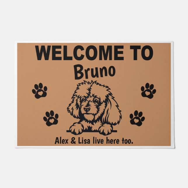 Black Stand PoodlePersonalized Door Mat Doormat  (Front)