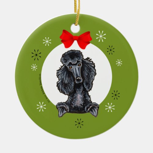 Black Standard Poodle Christmas Classic Ceramic Ornament