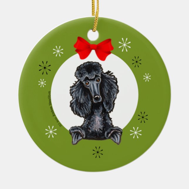 Black Standard Poodle Christmas Classic Ceramic Ornament (Front)