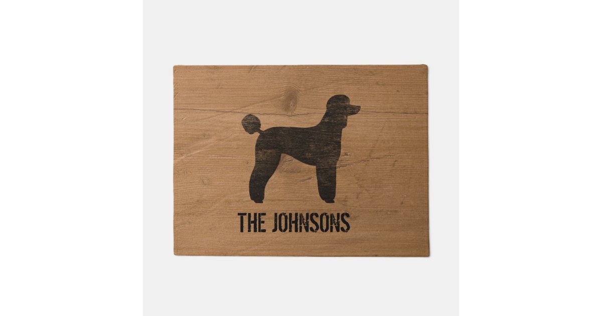 Download Black Standard Poodle Dog Silhouette Personalized Doormat ...