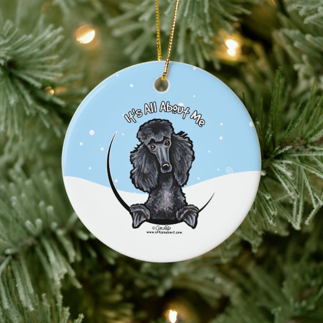 Black Standard Poodle IAAM Christmas Ceramic Ornament (Tree)