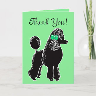 Black Standard Poodle Light Green Thank You Card