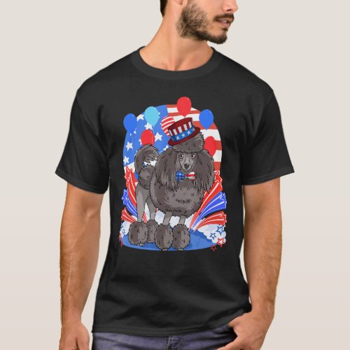 Black Standard Poodle Patriotic 4th Of July Americ T_Shirt