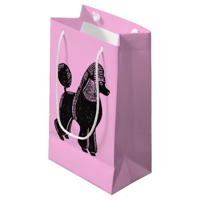Black Standard Poodle Pink Glossy Gift Bag (Front Angled)