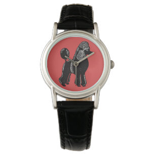 Black Standard Poodle Red Wristwatch