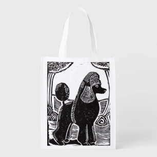Black Standard Poodle Reusable Grocery Bag