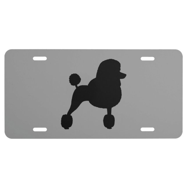 Black Standard Poodle Silhouette License Plate (Front)