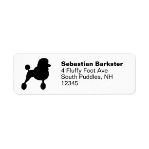 Black Standard Poodle Silhouette Return Address Label