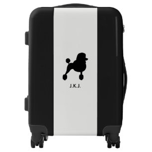 Black Standard Poodle Silhouette with Custom Text Luggage