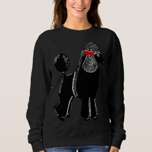 Black Standard Poodle With A Red Bow Sweatshirt