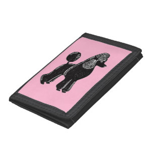 Black Standard Poodle with Pink Wallet