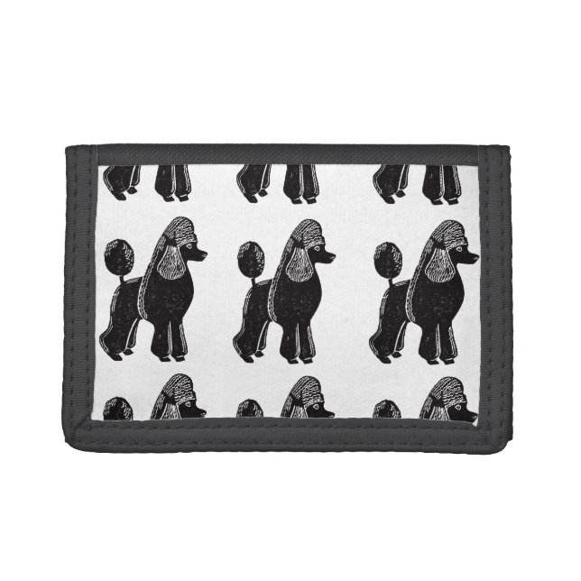 Black Standard Poodles Pattern Wallet (Front)