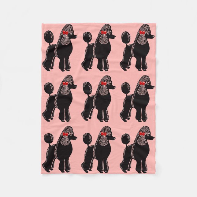 Black Standard Poodles Pink Fleece Blanket (Front)
