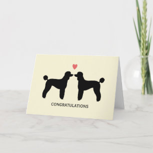 Black Standard Poodles Wedding Congrats Card
