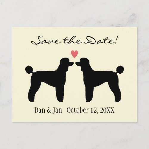 Black Standard Poodles Wedding Save the Date Announcement Postcard